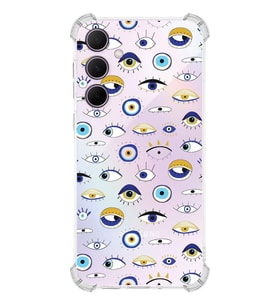 PrintiFy Samsung Galaxy A35 Uyumlu Nazar Boncuğu 2 Baskılı Şeffaf Köşe Korumalı Antişok Kılıf