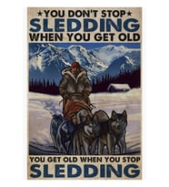 Yaşlı Adam Köpek Yaşlanınca Kızağı Bırakmazsın, Kızağı Bıraktığında Yaşlanırsın Tablo Ahşap Poster