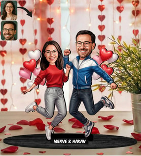 BK Gift Kişiye Özel Sevgili Karikatürlü Ahşap Biblo -20, Fotoğraftan Karikatür, Sevgililer Günü Hediyesi, Ev Hediyesi