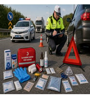 Trafik İlk Yardım Çantası TüvTürk Muayene Uyumlu 35 Parça Set - Boyunluklu