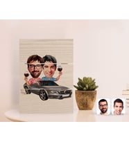 BK Gift Kişiye Özel Kankalar Karikatürlü Otantik Masaüstü Ahşap Palet Çerçeve-1 (Beyaz)