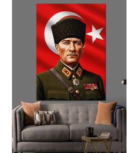 Atatürk Askeri Kıyafet Portre Dekoratif Kanvas - Mdf Ahşap Tablo