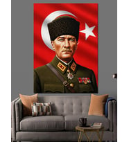 Atatürk Askeri Kıyafet Portre Dekoratif Kanvas - Mdf Ahşap Tablo