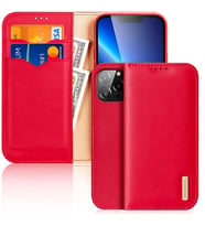Dux Ducis iPhone 13 Pro Max Kılıf Mıknatıslı Cüzdanlı Deri Kılıf Hivo Series KIRMIZI