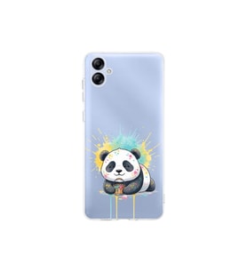 Samsung Galaxy A04e ile Uyumlu Splash Panda Tasarımlı Şeffaf Silikon Kılıf