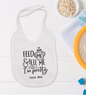 BK Kids Kişiye Özel Im Pretty Tasarımlı Bebek Mama Önlüğü - Model 1