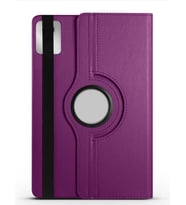 Lenovo M11 TB-330FU Uyumlu Standlı 360° Yatay Dikey Dönebilen Deri Tablet Kılıfı (Mor)