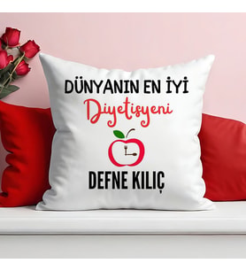 Dünyanın En İyi Diyetisyeni Baskılı Elyaf Dolgulu Saten Hediye Yastık