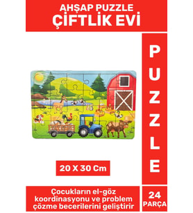 Premium Eğlenceli Eğitici Görsel Algı Problem Çözme Becerisi Çocuk Puzzle 24 Parça ÇİFTLİK EVİ