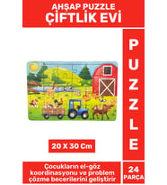 Premium Eğlenceli Eğitici Görsel Algı Problem Çözme Becerisi Çocuk Puzzle 24 Parça ÇİFTLİK EVİ