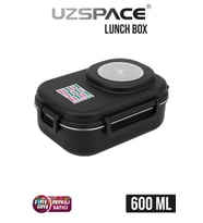 Uzspace 600 ML Çorba Kaseli-Çelik Kaşık Çatallı Paslanmaz Çelik Bento Lunch Box Yeni Nesil Sefer Tası-FFLBOX8021600 (Siyah)