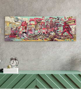BK Gift Modern Soyut Tasarımlı Panorama Kanvas Tablo 100x35cm-16