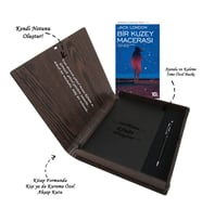 Kişiye Özel Kitap Ajanda Kalem Seti (Kitap Formunda Ahşap Kutulu) (Model 1)