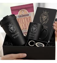 İsme Özel Premium Tasarım Erkek Kadın Hediye Seti - Çelik Termos Bardak, Defter, Kalem, Anahtarlık, Filtre Kahve, Kupa Bardak