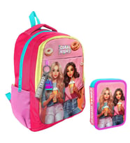 Coral High Pembe Kırmızı Fashion Girl Kız Çocuk Okul Çantası ve Organizer Kalemlik Seti 23669+11141