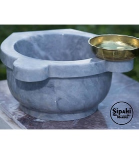Sipahi Marble Gri Mermer Düz Kurna