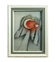 e38 EL İŞÇİLİĞİ AY YILDIZ KAĞIT RÖLYEF TABLO 66x85 CM - 6350
