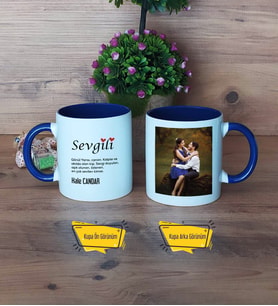 Sevgiliye Hediye Kupa Bardak Lacivert Fotoğraflı Sevgililer Günü Hediyesi