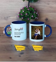 Sevgiliye Hediye Kupa Bardak Lacivert Fotoğraflı Sevgililer Günü Hediyesi