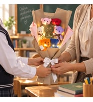 LEDLİ PELUŞ AYICIKLI AYNALI BUKET