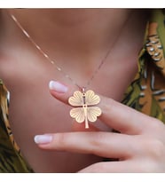 Rose Gold Kaplama Yonca Gümüş Kolye