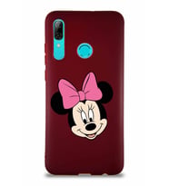 Huawei P Smart 2019 Soft Premier Kapak Minnie Mouse-C Tasarımlı Silikon Kılıf - Mürdüm (Şeffaf)