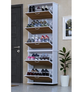 Eliusta Sho Beş Düşer Kapaklı Ayakkabılık Ceviz Renk 72 cm Asma 72x193x26 cm Ayakkabılık