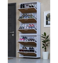 Eliusta Sho Beş Düşer Kapaklı Ayakkabılık Ceviz Renk 72 cm Asma 72x193x26 cm Ayakkabılık