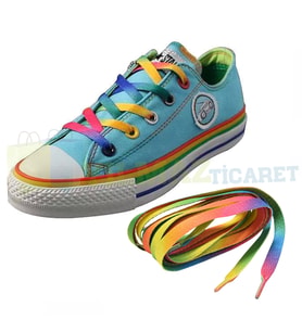 Renkli Yassı Spor Converse Ayakkabı Bağcığı 1 Çift 120 Cm Kalite
