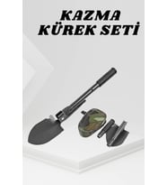 Katlanabilir Kamp Küreği Küçük Kazma Kürek Seti Pusulalı