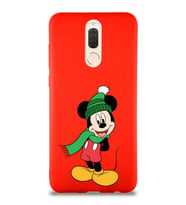 Huawei Mate 10 Lite Soft Premier Kapak Mickey Mouse-G Tasarımlı Silikon Kılıf - Kırmızı (Şeffaf)