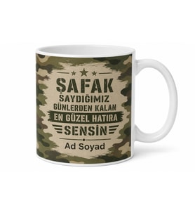 Asker Arkadaşına Şafak Saydığımız Günler Kamuflaj Tasarım Kupa Bardak Hediye