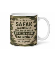 Asker Arkadaşına Şafak Saydığımız Günler Kamuflaj Tasarım Kupa Bardak Hediye