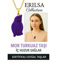 Sertifikalı Penguen Model Mor Turkuaz Taşı Kolye – Şans, Koruma ve Ruhsal Dönüşüm (Çok Renkli)