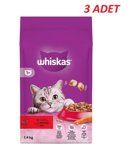 Whiskas Biftekli Kuru Kedi Maması 1,4 Kg*3 ADET