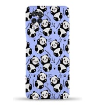 Samsung Galaxy M12 Uyumlu Lansman Kılıf Panda Tasarımlı İçi Kadife Kapak-Lila (Şeffaf)