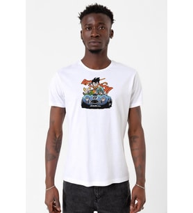 Dragon Ball Z Anime Goku Racer Beyaz Erkek Bisikletyaka Tshirt