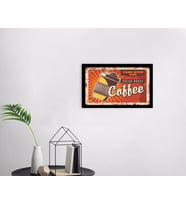 BK Home Coffee Tasarımlı Dekoratif Ahşap Siyah Çerçeveli Tablo-34