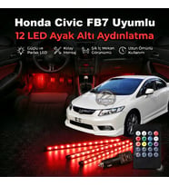 Honda Civic FB7 Uyumlu RGB Ayak Altı LED 12 Led Kumandalı Müzik Duyarlı Araç İçi Aydınlatma