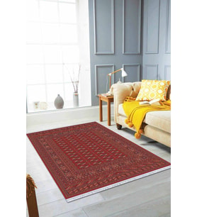 Bordo Yöresel Dokuma Pamuk Tabanlı Kaymaz Kilim KLM263