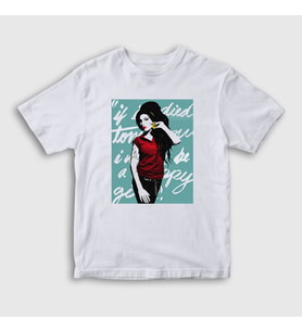 Presmono Unisex Çocuk Beyaz Icon Amy Winehouse T-Shirt 152079tt