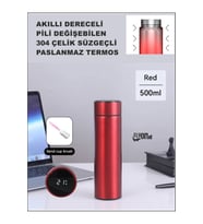 Derece Göstergeli  Çelik  Termos Pili Değişebilen Kamp,Araç,Ofis Süzgeçli Yeni Nesil Akıllı Mug