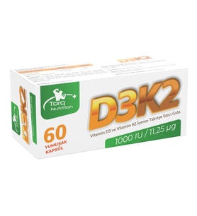 Torq Nutrition D3K2 (1000 IU / 11,25 mcg) - 60 Yumuşak Kapsül (Renksiz)