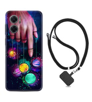 Xiaomi Redmi Note 11E Kılıf Silikon Boyun Askılı İpli Desenli Silikon Finger planet 1740