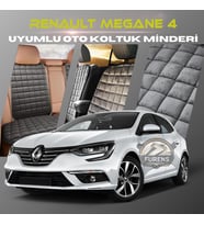 Renault Megane 4 Antrasit Renk Tay Tüyü Cepli & Terletmez Sırtlı Oto Koltuk Minder Seti - Koltuk Koruma Kılıfı (ÖN & ARKA TAM SET)