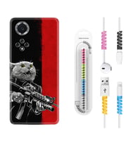 Huawei Nova Y70 Y90 Nova 9 SE  Kılıf Kablo Koruma Spiral Silikon Çılgın Kedi 1674