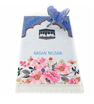 İsme Özel Çocuk Seccadesi Kabe Mavi 82×45 cm 110 gr - Tesbih Hediyeli
