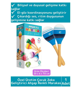 Özel Üretim Eğitici Zeka Koordinasyon Geliştirici Kişisel Gelişim Çocuk Ahşap Renkli Marakas 2'li