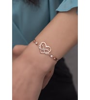 925 Ayar Gümüş Rose Sonsuz Kalp Bileklik