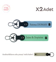 Yılbaşı İçin Anlamlı Armağan, İsimli 2’li Anahtarlık Takımı, Yeşil-Gök Mavi-Sütlü Kahve